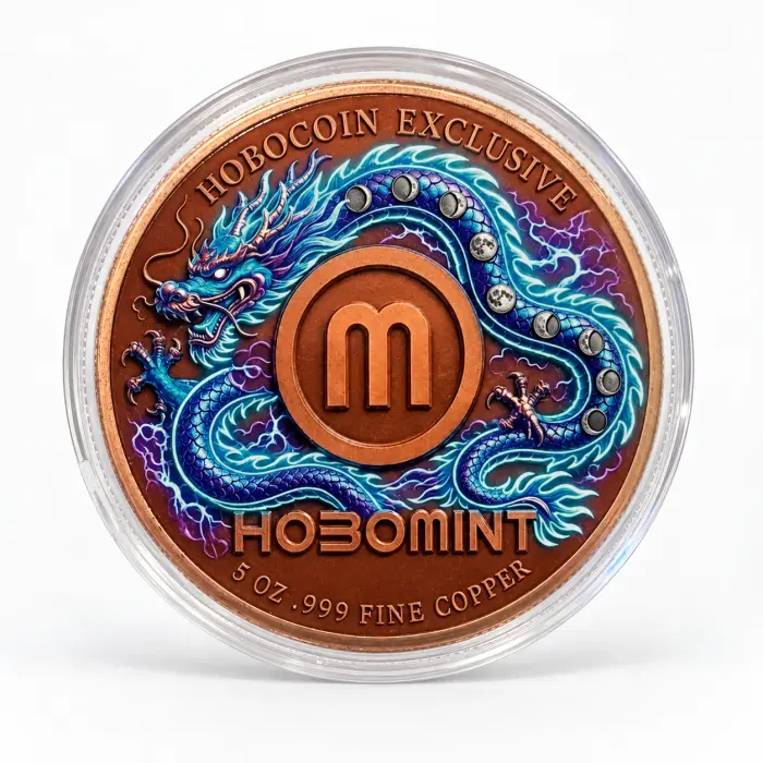 2026 HoboMint Dragon of Cosmic Storm 5 Troy Oz .999 Copper Art Round In Capsule