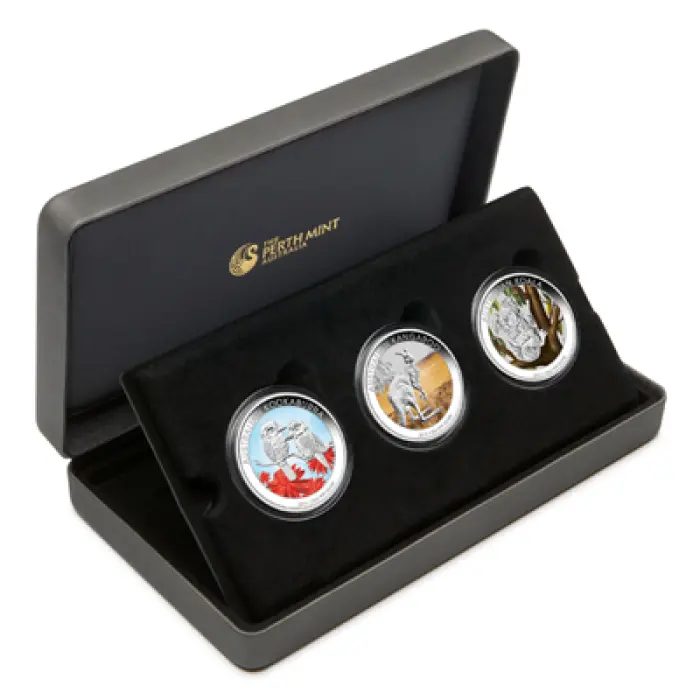 2013 Australian Outback Coloured Silver Coin Collection — Perth Mint 3-Coin Set