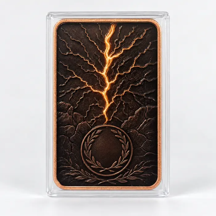 2026 Wrath of Zeus Power of Gods 5 Oz .999 Copper Colourised Art Bar In Capsule