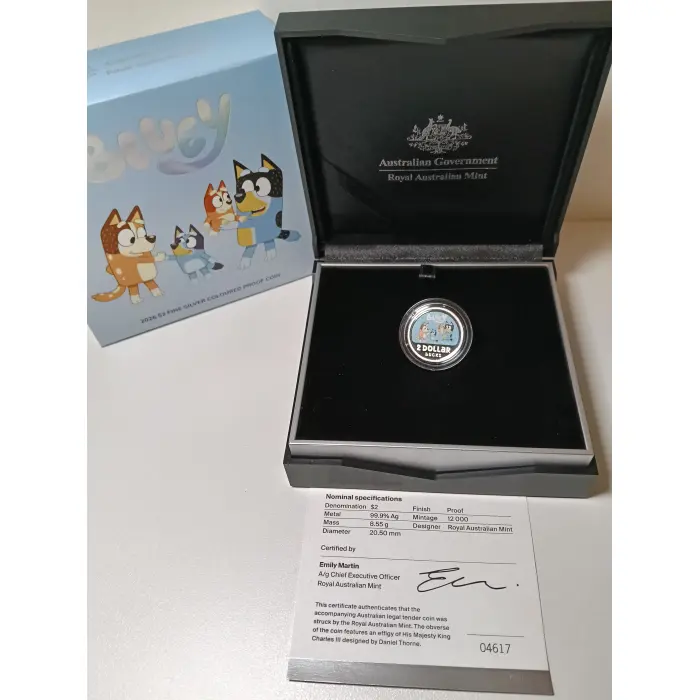 2026 $2 Bluey Fine Silver Coloured Proof Coin 