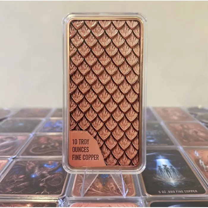 2026 Northern Lights Dragon 10 Oz .999 Fine Copper Colourised Art Bar In Capsule