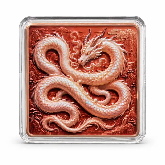 2026 Dragon Eye Flight Celestial White Dragon 5 Oz .999 Copper Art Bar Capsule