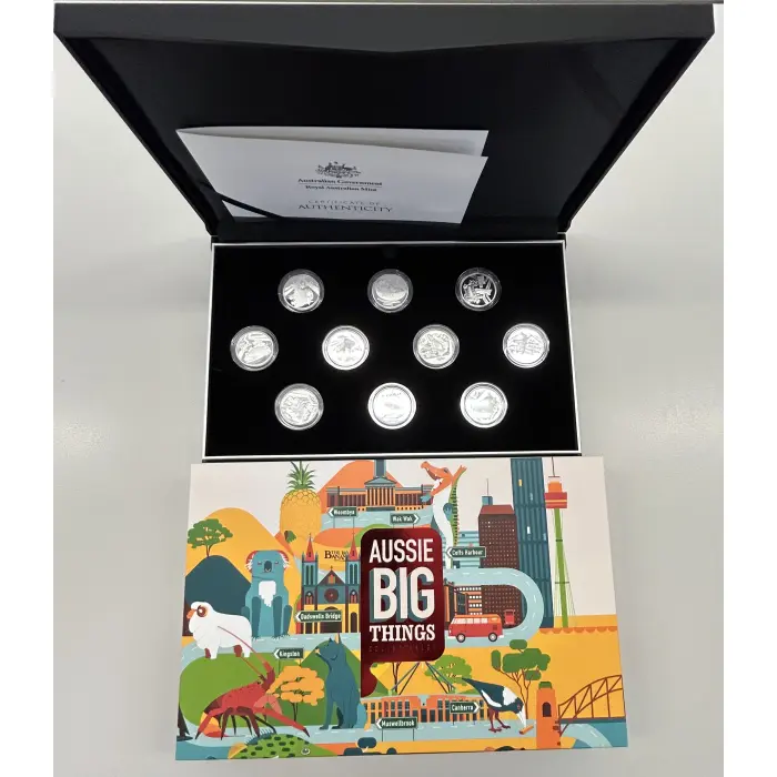 2023 Aussie Big Things 10 Coin Fine Silver Proof Set Mintage 1000 3.75oz Silver