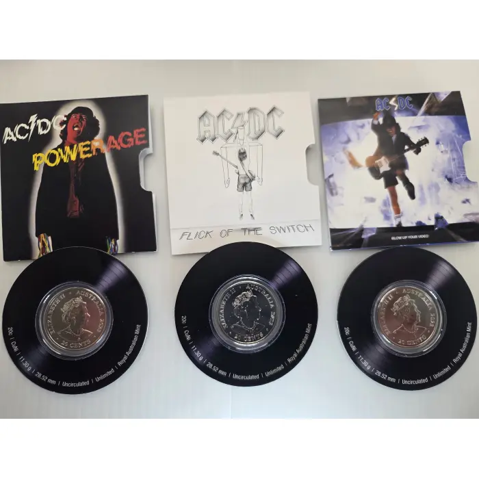2022/2023 20c Coloured Unc. 6 Coin Boxed Set: "AC/DC - Volume 2"