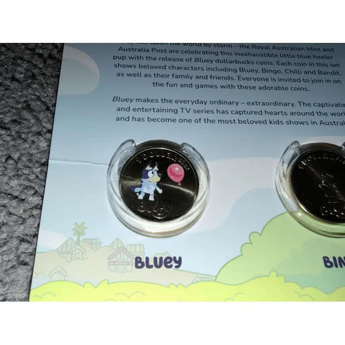 4x 2024 Bluey $1 Dollarbucks 10-Coin Sets – 1 RARE Coloured Bluey Coin – Uncircu