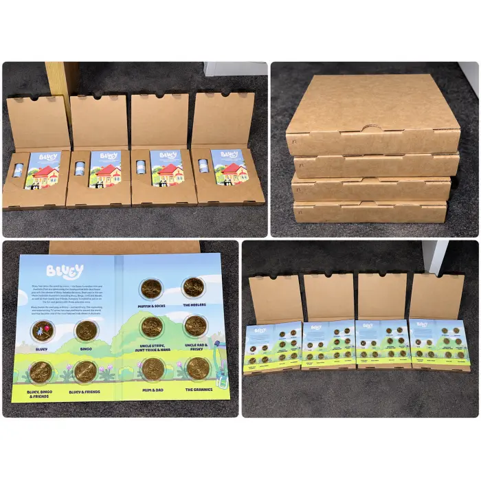 4x 2024 Bluey $1 Dollarbucks 10-Coin Sets – 1 RARE Coloured Bluey Coin – Uncircu