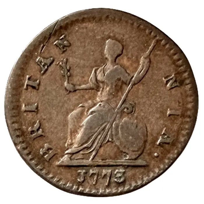 ENGLISH 1773 George III farthing (S3775) gVF/VF