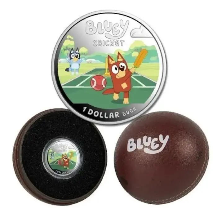 2027 $1 Coloured Silver Proof Coin - Bluey Cricket