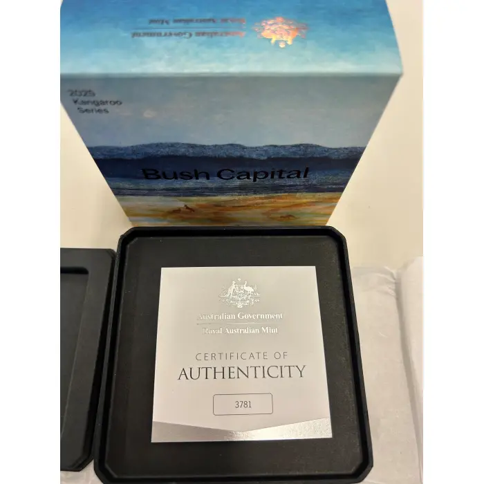 2025 $1 Kangaroo Series Bush Capital Fine Silver Proof Coin 1oz .999 RAM Box COA
