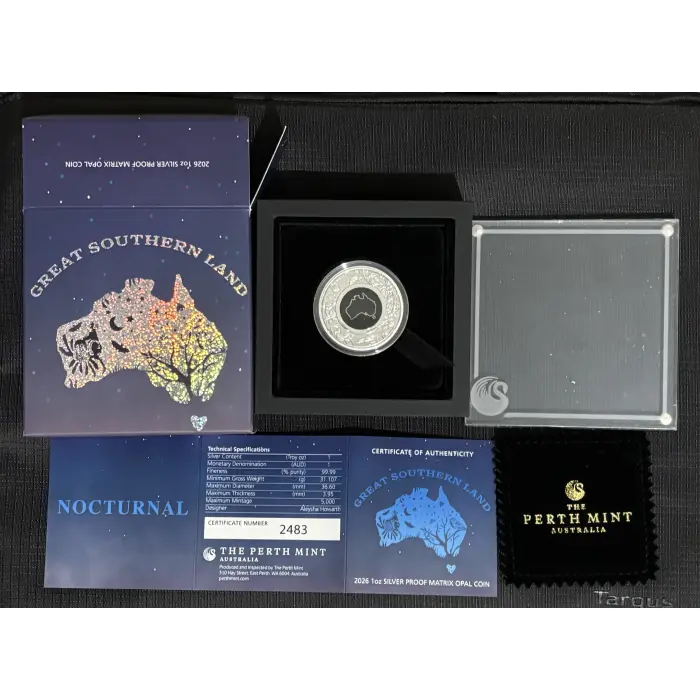 2026 GREAT SOUTHERN LAND 1oz SILVER "MATRIX OPAL" PROOF COIN with C.O.A.