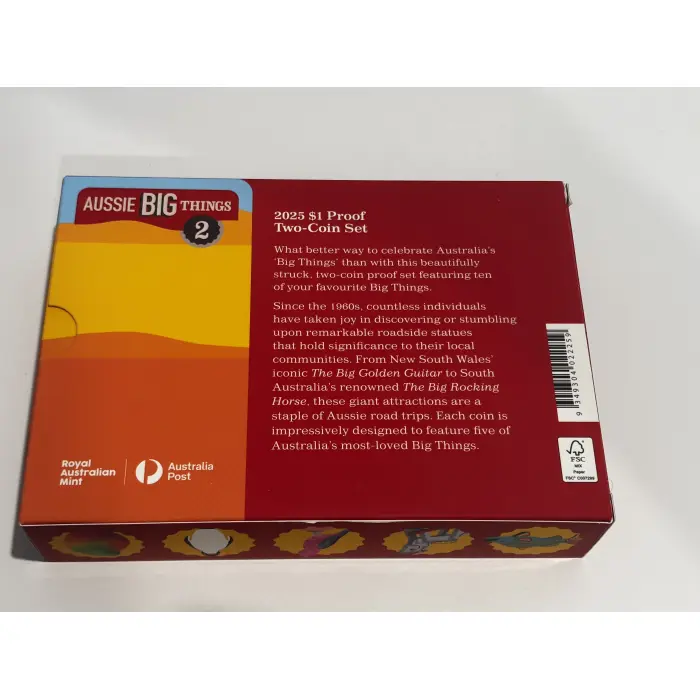 Aussie Big Things 2 Box Proof Set of 2 Australian $1 One Dollar 2025 Coins - UNC
