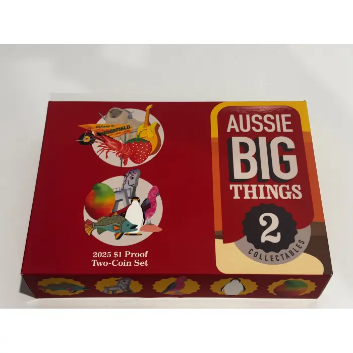 Aussie Big Things 2 Box Proof Set of 2 Australian $1 One Dollar 2025 Coins - UNC