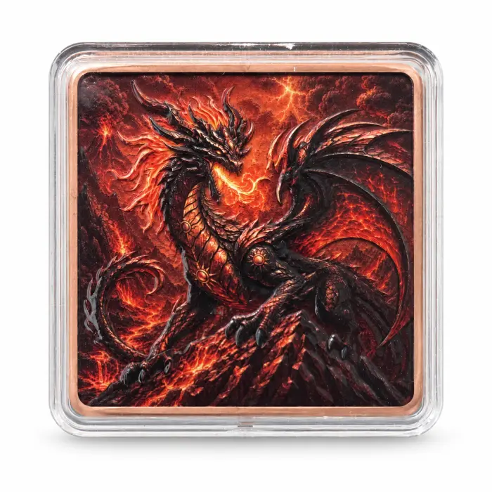 2026 Dragon Eye Flight Inferno Fire Dragon 5 Oz .999 Fine Copper Art Bar Capsule