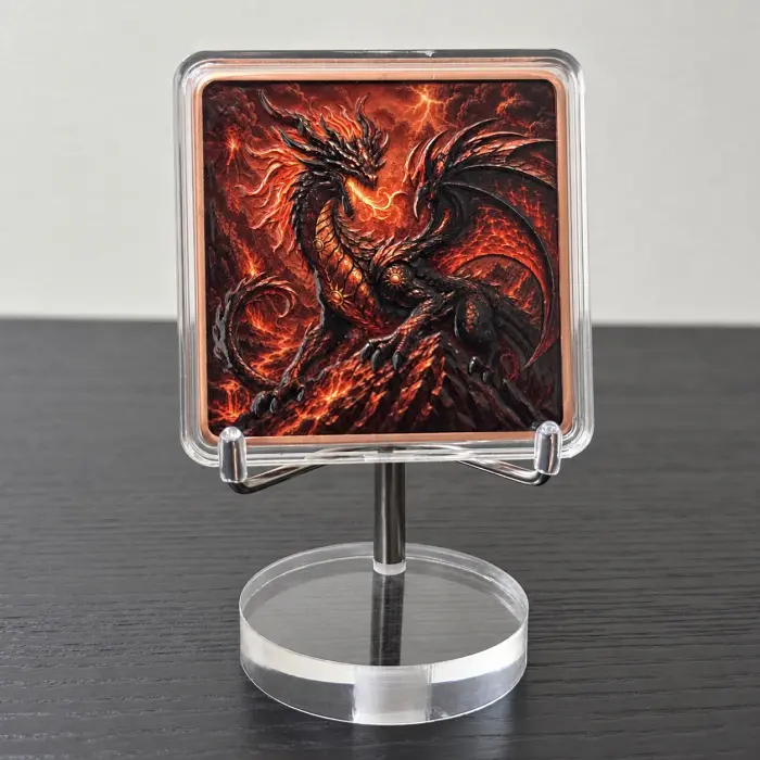 2026 Dragon Eye Flight Inferno Fire Dragon 5 Oz .999 Fine Copper Art Bar Capsule