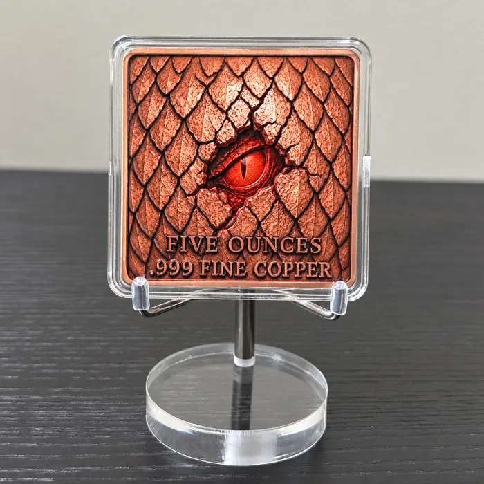 2026 Dragon Eye Flight Inferno Fire Dragon 5 Oz .999 Fine Copper Art Bar Capsule