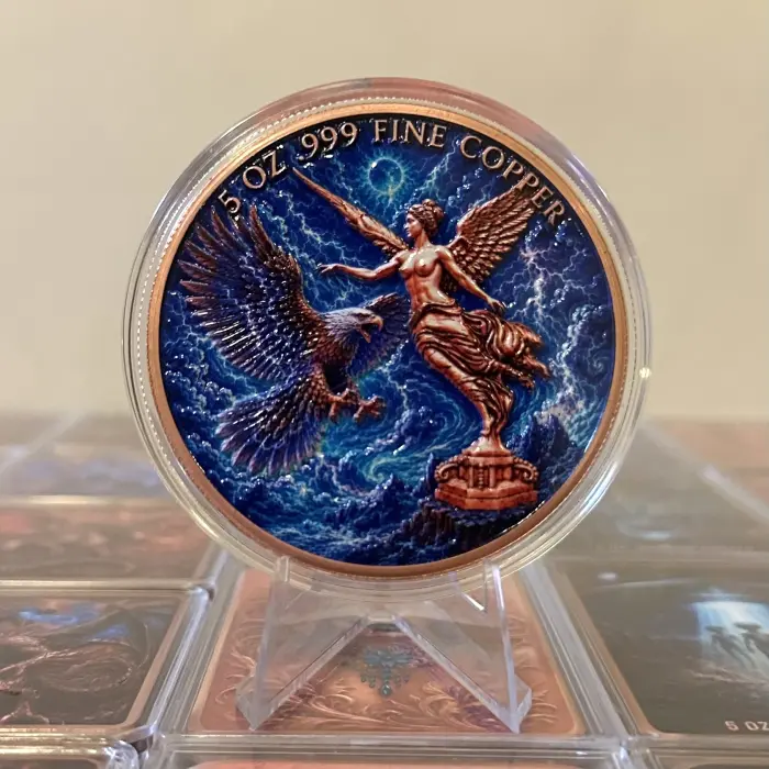 2026 Aztec Winged Storm Eagle Libertad Series 5 Oz .999 Copper Round In Capsule