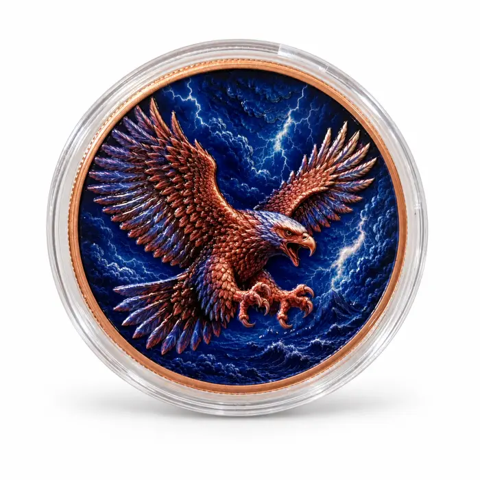 2026 Aztec Winged Storm Eagle Libertad Series 5 Oz .999 Copper Round In Capsule