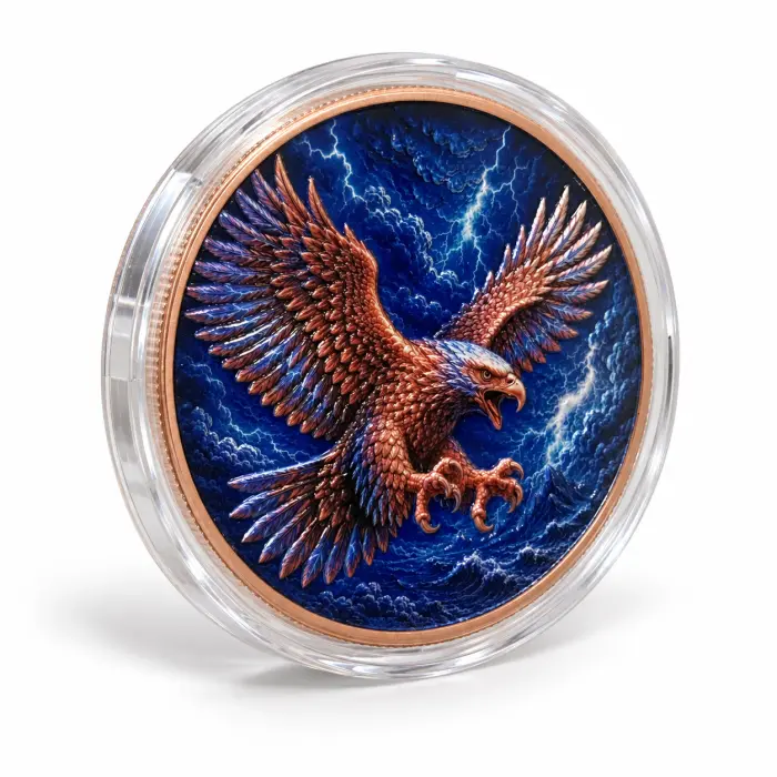 2026 Aztec Winged Storm Eagle Libertad Series 5 Oz .999 Copper Round In Capsule