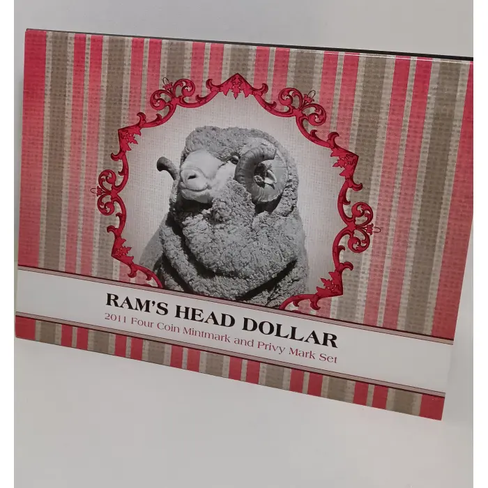 2011 Rams Head Set of 4 Coins $1 Dollar coins C, M, S, B M in RAM Folder - Unc