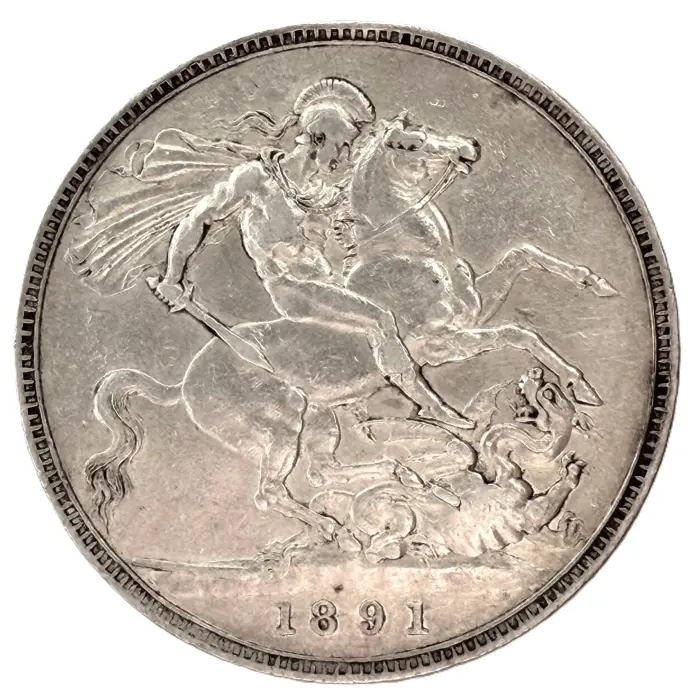 ENGLISH 1891 Victoria Crown (S3921) VF/gVF