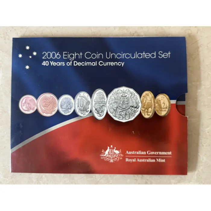 2006 Eight Coin Uncirculated Set 40 Years of Decimal Currency Australia (RAM)