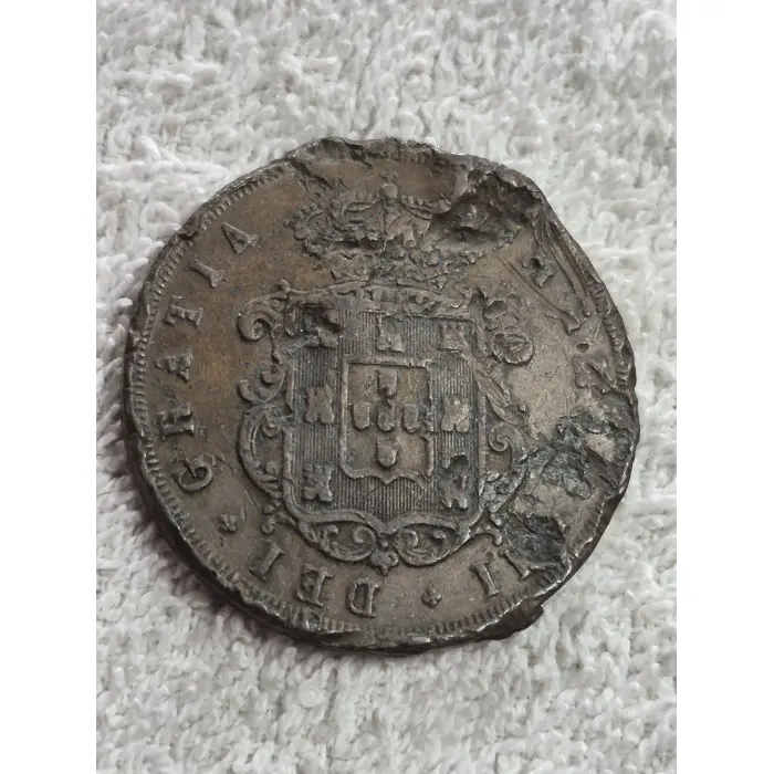 1848 Portugal 20 Reis Copper Coin - Queen Maria II