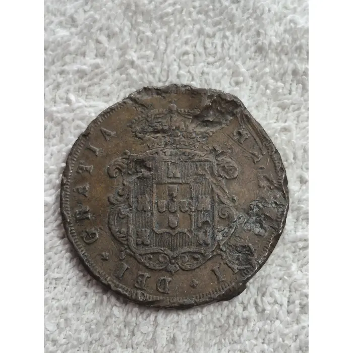 1848 Portugal 20 Reis Copper Coin - Queen Maria II