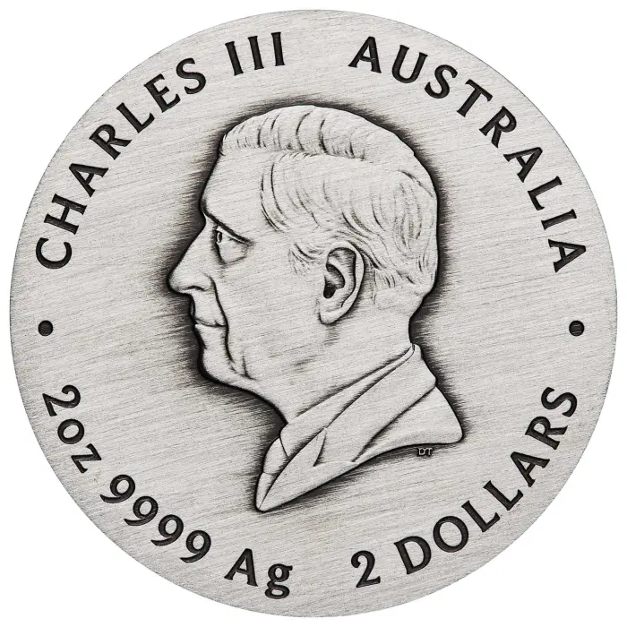 2026 Year of the Horse 2oz Silver Antiqued Coin — Australian Lunar Series III