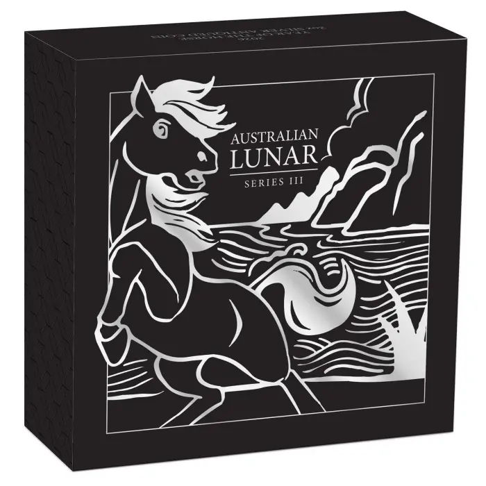 2026 Year of the Horse 2oz Silver Antiqued Coin — Australian Lunar Series III