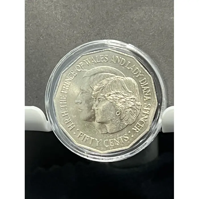 King Charles and Lady Diana Wedding Coin 1981 50c aUNC