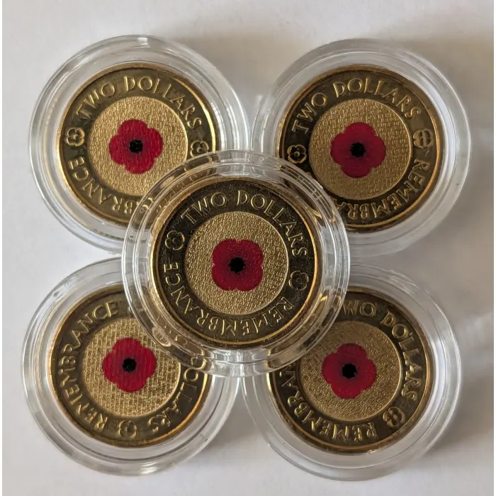 2012 $2 Remembrance 'Red Poppy'  UNC X 5 (incl. Express, Insurance & SOD)