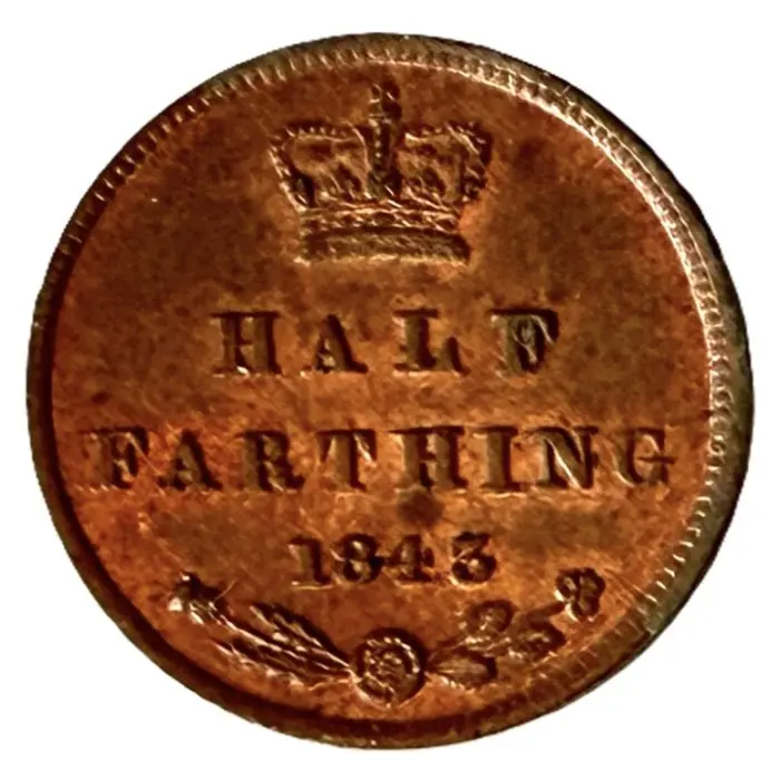 ENGLISH 1843 Victoria half farthing (S3951) gEF/aU