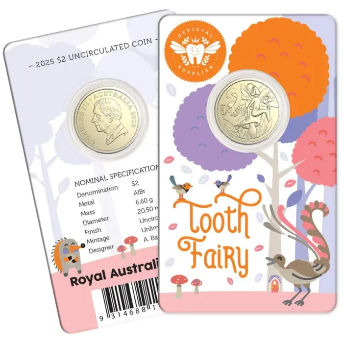 2025 $2 TOOTH FAIRY ON CARD UNCIRCULATED COIN 