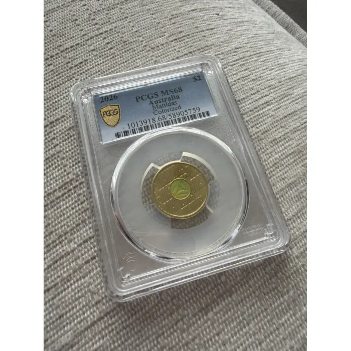2026 Australia Matildas $2 PCGS  Coloured Coin MS68