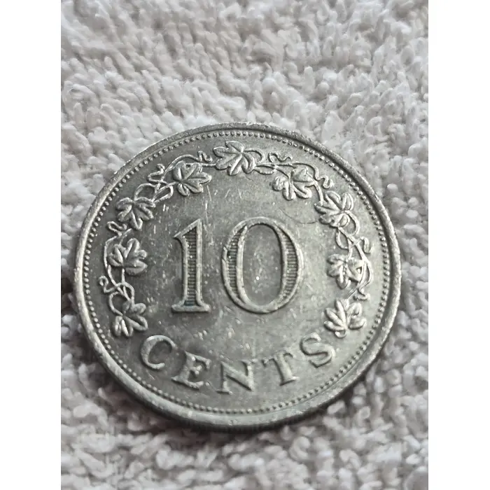 Vintage 1972 Malta 10 Cents Coin - Maltese Galley Design