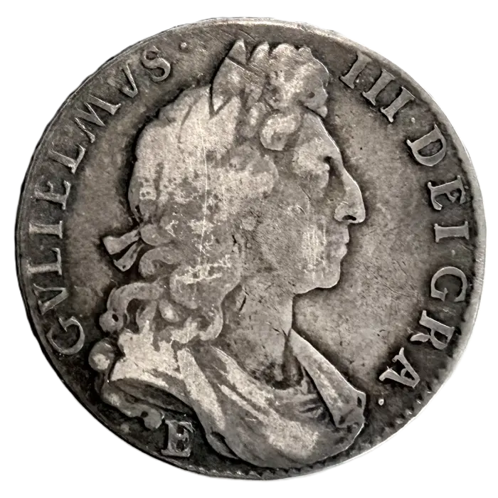 ENGLISH 1697E William III Halfcrown E/B variety (S3490) gF