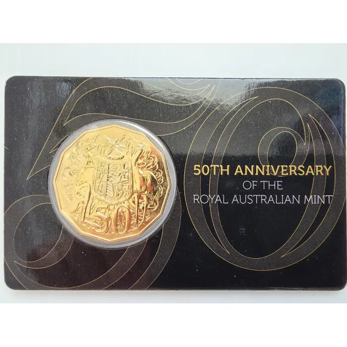 2015 50th Anniversary of the Royal Australian Mint Gold Plated 50c Card Set