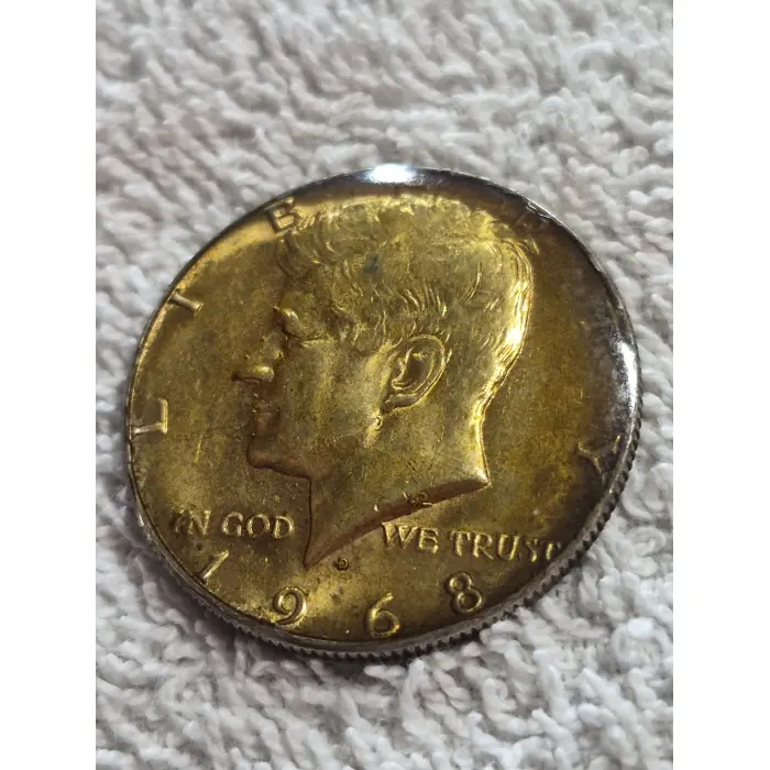 Title: 1968-D Kennedy Half Dollar – Silver – Gold-Tone Enameled Finish