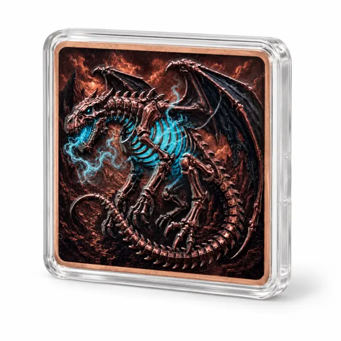 2026 Dragon Eye Flight Soulfire Bone Dragon 5Oz .999 Fine Copper Art Bar Capsule