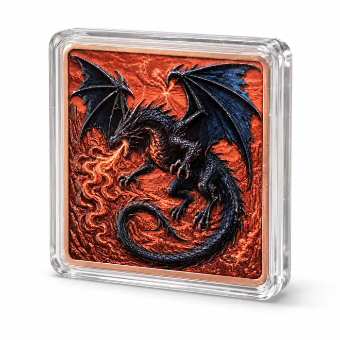 2026 Dragon Eye Flight Obsidian Flame Dragon 5Oz 999 Fine Copper Art Bar Capsule