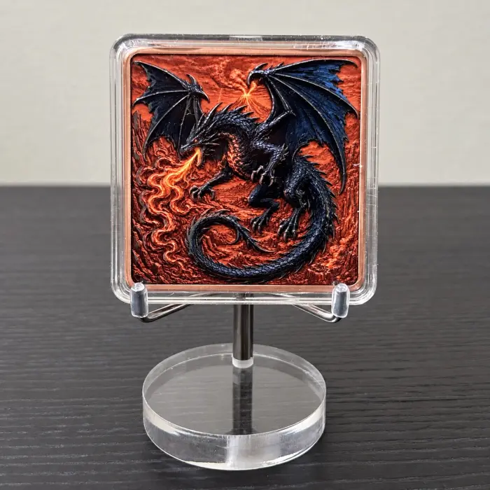 2026 Dragon Eye Flight Obsidian Flame Dragon 5Oz 999 Fine Copper Art Bar Capsule