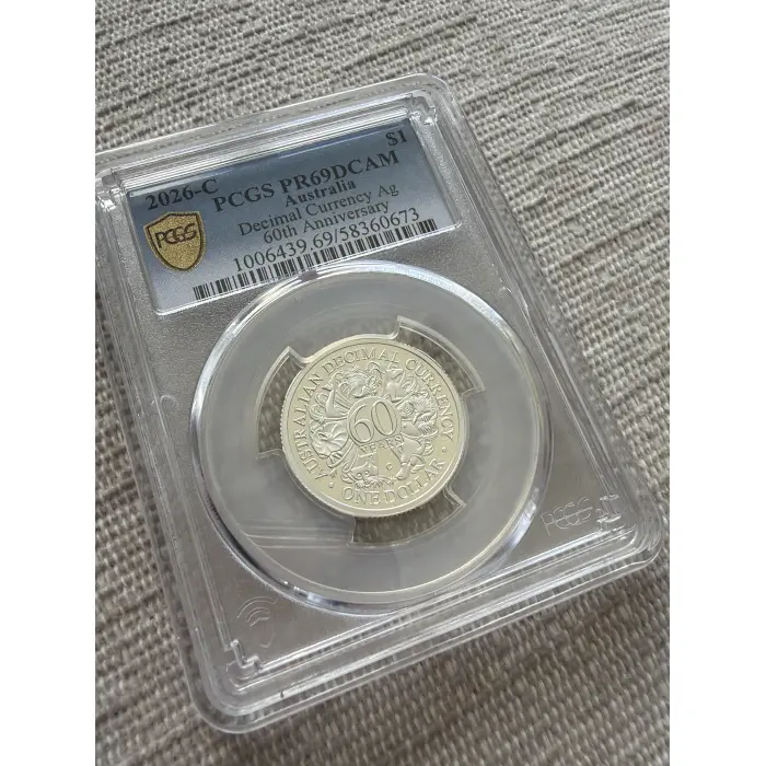 2026 - C Mintmark Decimal Currency 60th Ann Silver Proof $1 PCGS PR69