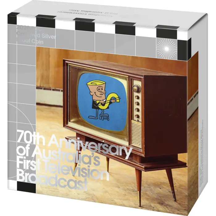 2026 50 cent - 70th Anniversary of First Television Broadcast 50 cent coloured Silver Proof Coin 7000 mintage