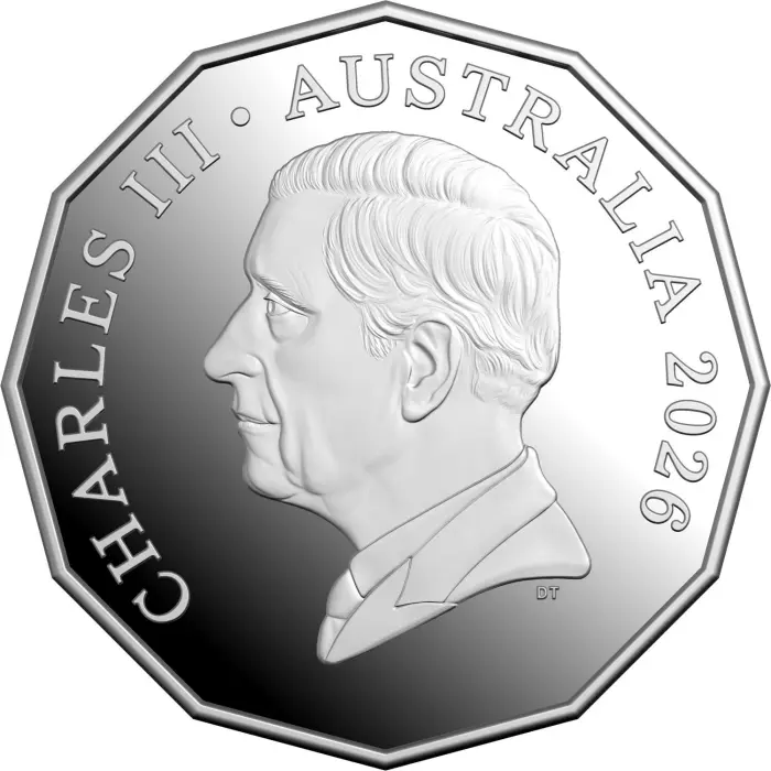 2026 50 cent - 70th Anniversary of First Television Broadcast 50 cent coloured Silver Proof Coin 7000 mintage