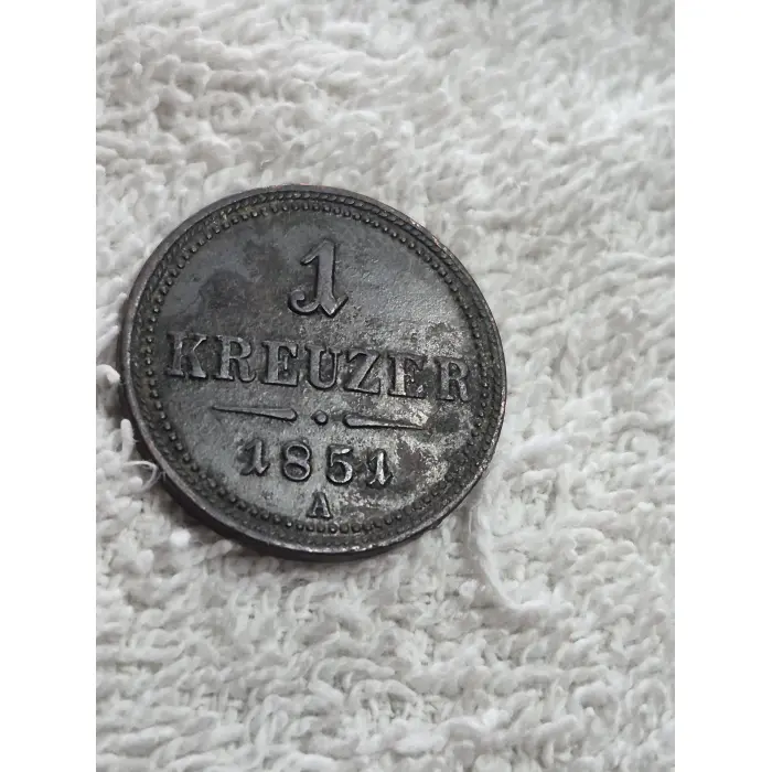 1851-A Austrian Empire 1 Kreuzer Copper Coin