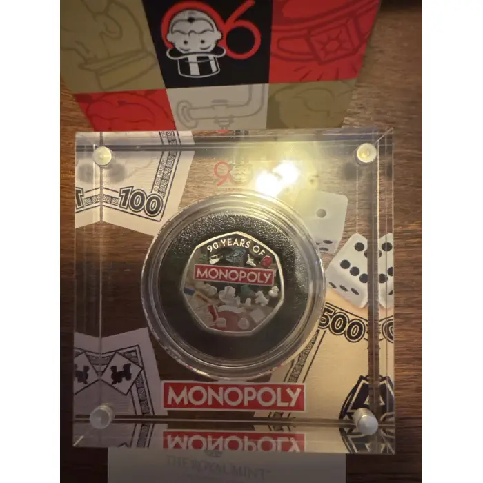 2025 Uk 50p Monopoly Coloured Silver Proof Coin - Only 4500 Minted