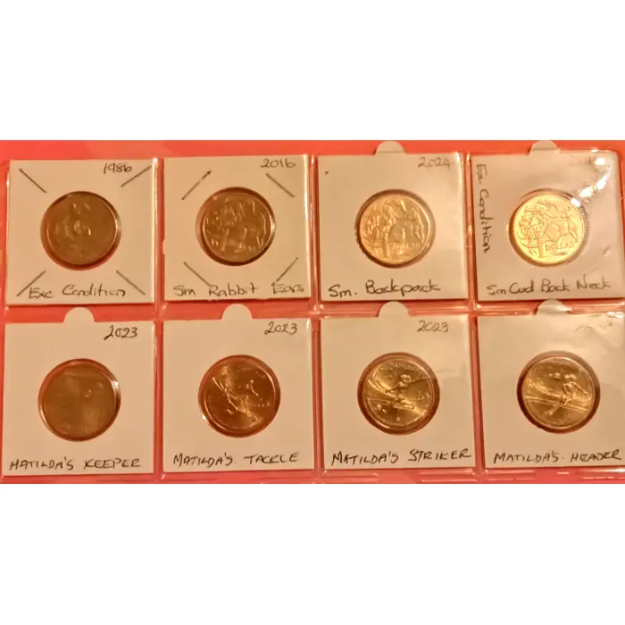 $1 Mix 4 Matilda's 2023 1 1986 AUNC Condition &  3 error coins