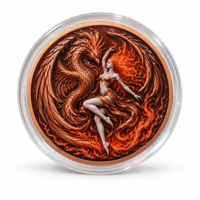 2026 Mystic Dragon Eye Series Phoenix Lady 5 Oz .999 Copper Art Round In Capsule