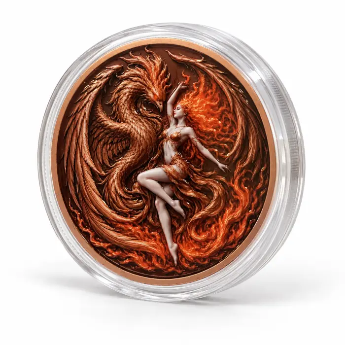 2026 Mystic Dragon Eye Series Phoenix Lady 5 Oz .999 Copper Art Round In Capsule