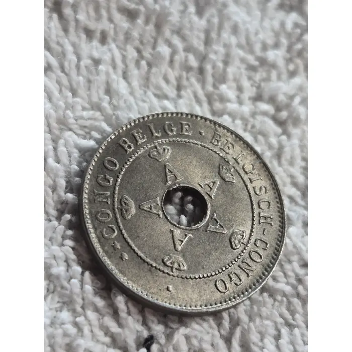 1927 Belgian Congo 10 Centimes Holed Coin – Vintage Colonial